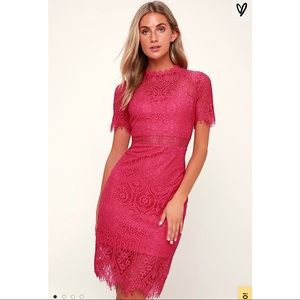 Lulu’s Remarkable Fuchsia Lace Dress